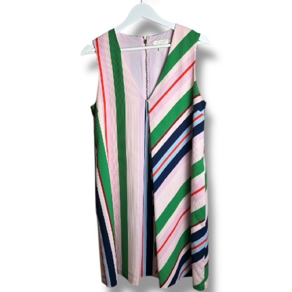 Ted Baker Creativ Bay of Honor Pale Pink Stripe Green Dress | Size 2 (US 6) - Picture 8 of 9